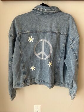 Charlie B Daisy Denim Jacket XXL Boho Hippie Cottagecore Floral Oversized